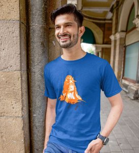 Adiyogi Blue Round Neck Cotton Half Sleeved Men T-Shirt with Printed Graphics