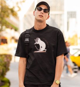 Keep Calm And Do Yoga Black Round Neck Cotton Half Sleeved Men T-Shirt with Printed Graphics