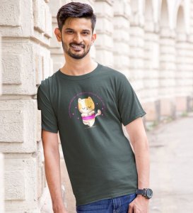 Song Of The Soul Green Round Neck Cotton Half Sleeved Men T-Shirt with Printed Graphics