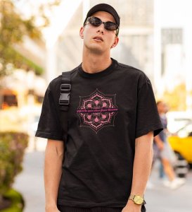 The Space To Grow Black Round Neck Cotton Half Sleeved Men T-Shirt with Printed Graphics