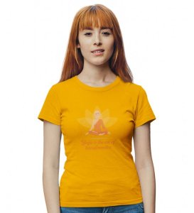 Exhale The Past Yellow Round Neck Cotton Half Sleeved Women T-Shirt with Printed Graphics