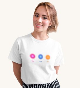 Mind, Body, Soul White Round Neck Cotton Half Sleeved Women T-Shirt with Printed Graphics