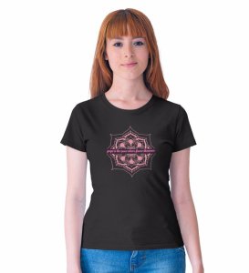 The Space To Grow Black Round Neck Cotton Half Sleeved WomenT-Shirt with Printed Graphics