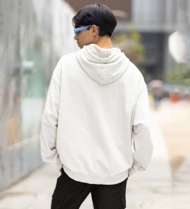 Reflective Eyes Legacy of Power Cotton White Hoodie for Men