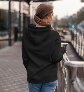 Masterful Warrior Eye Focused Power Cotton Black Hoodie for Women