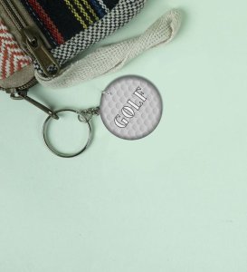 Smooth Swing Style Golf Ball Printed Round Keychain Pack of 2