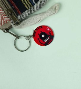 Retro Demon Pop Graphic with Grunge Energy Printed Round Keychain Pack of 2