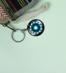 Light-Powered Tech Circle Glow Design Printed Round Keychain Pack of 2