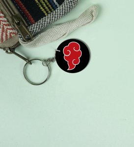 Dark Clan Swirl Emblem in Red Printed Round Keychain Pack of 2