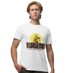 The Golden Sentinel: Guardian Aura Graphic Printed White T-Shirt