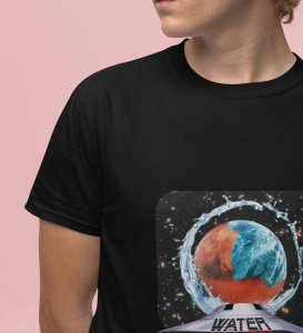Hydro Planet: Water on Mars Graphic Printed Black T-Shirt