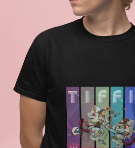 Tiffin in Orbit: Astronaut Lunchtime Galaxy Graphic Printed Black T-Shirt