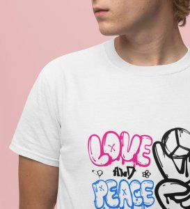 Love + Peace Vibe: Graphic Printed White T-Shirt