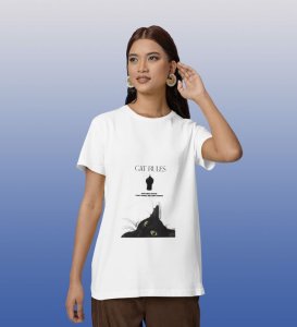 Silent but Savage: Cat Humor Graphic Printed White T-Shirt