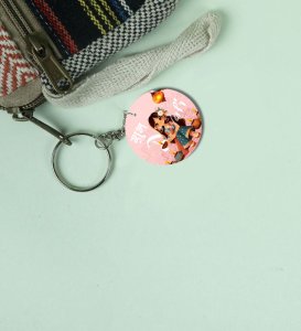 Auspicious Lamps Festival Diwali Printed Round Keychain Pack of 2